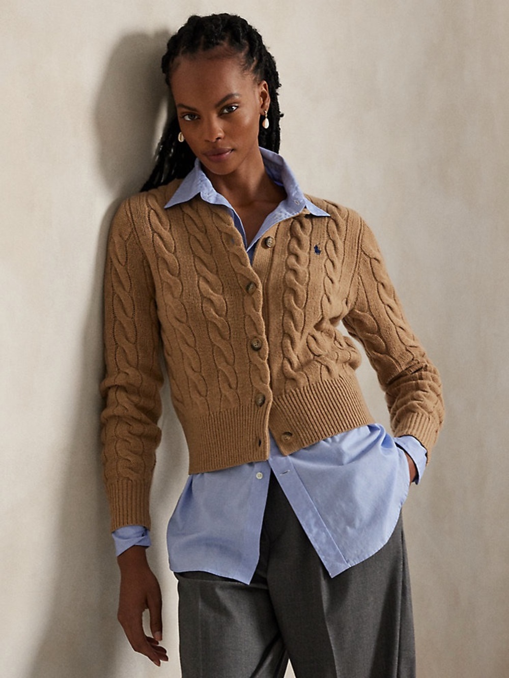 Ralph Lauren Cable-Knit Wool-Cashmere Cardigan